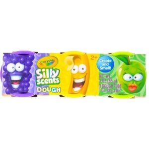 NEW Crayola Silly Scents Dough 3-Pack 2+ Purple/Yellow/Green